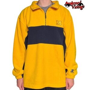 Vintage Michigan wolverines Starter quarter zip fleece pullover sweatshirt L